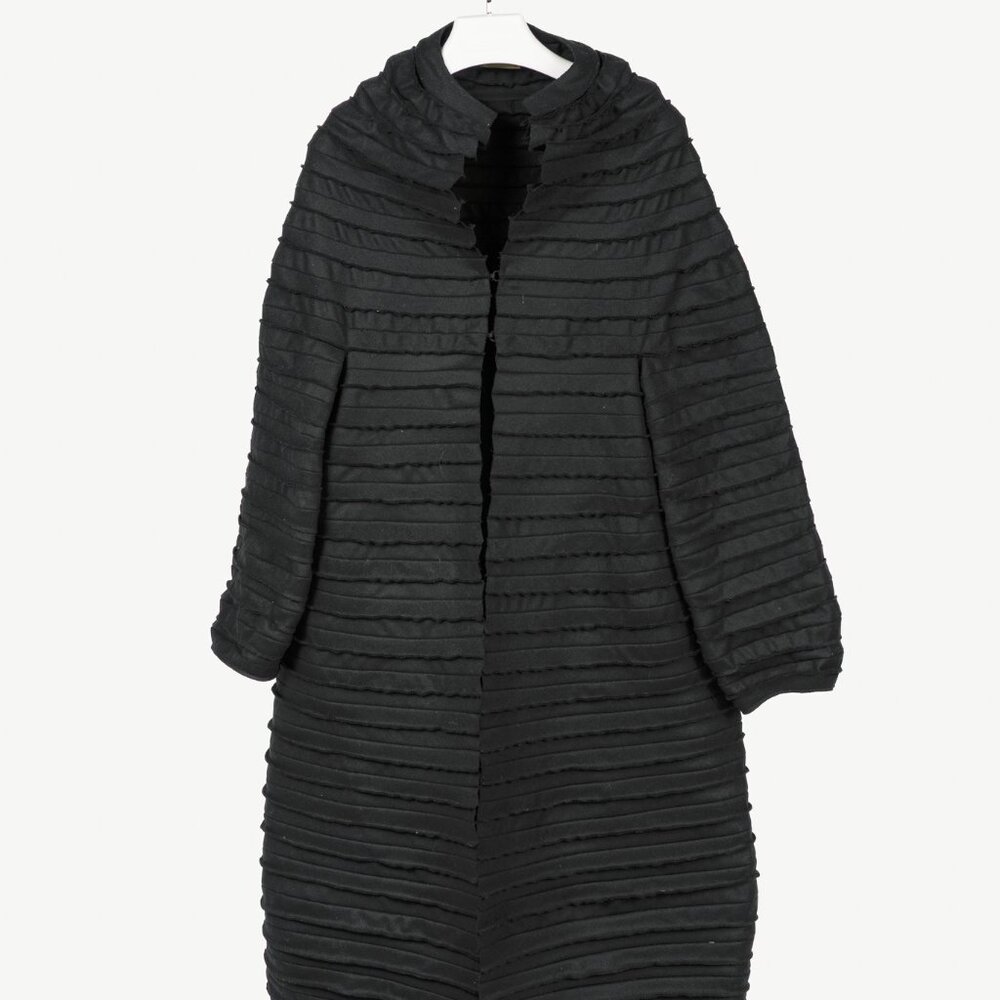 Sybilla Black Felt Pieced-Striped Coat